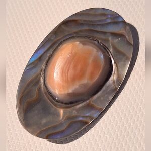 * Vintage Antique Abalone & Blister Pearl Pin Brooch